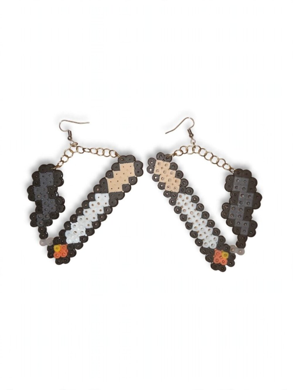 Handmade Pixel Art Lit Cigarette Dangle Earrings Perler Bead Novelty